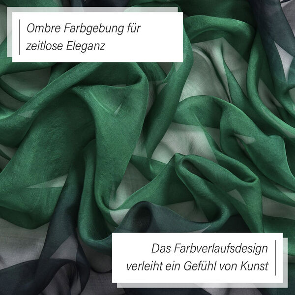 LA MAREY Ombre Chiffon Seiden Schal, Gr&uuml;n image number 3