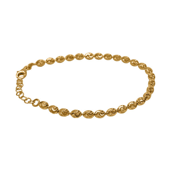 Italianisches Diamantschliff Kugel-Armband, ca. 18 cm - 20 cm verstellbar, 925 Silber vergoldet