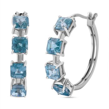 AAA Blauer Zirkon Ohrringe 925 Silber rhodiniert ca. 6.24 ct