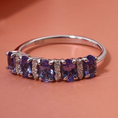 Tansanit, Moissanit Ring 925 Silber rhodiniert (Größe 17.00) ca. 1.20 ct image number 1