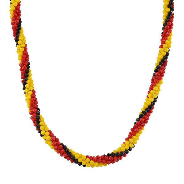 Gelbe, schware und rote Kristall 45cm Halskette image number 0