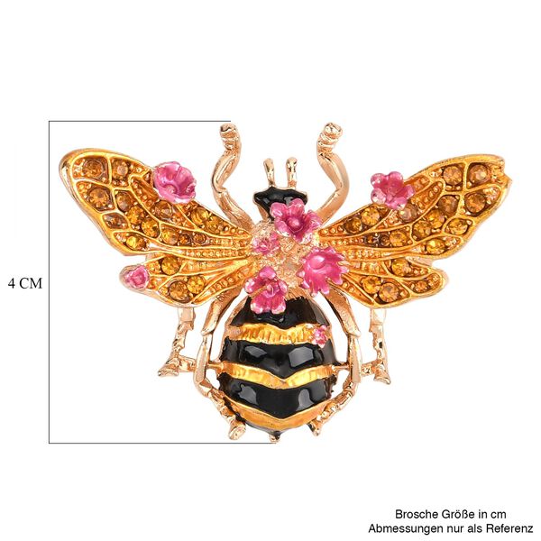 Emaillierte und gelbe Kristall-Brosche, Biene image number 6