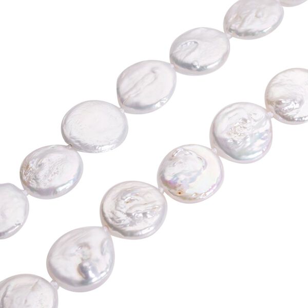 14-16 mm S&uuml;&szlig;wasserzucht M&uuml;nz-Perlen Halskette, 50 cm image number 4