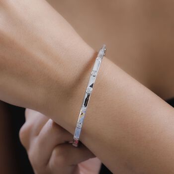 J Francis gefertigt mit SWAROVSKI- Swarovski Zirkonia 19cm Armreif, 925 Silber rhodiniert