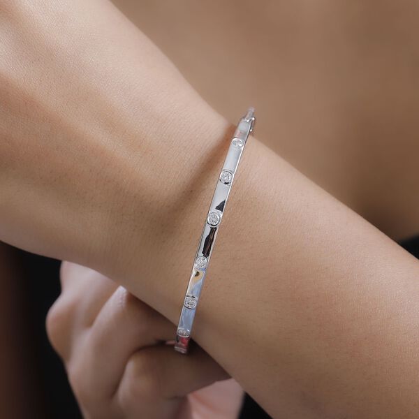 J Francis gefertigt mit SWAROVSKI- Swarovski Zirkonia 19cm Armreif, 925 Silber rhodiniert image number 3