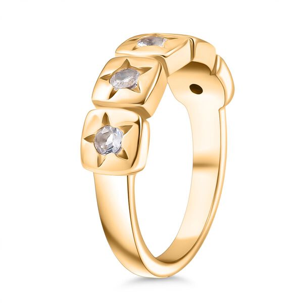 D joy AAA Premium Malagasy Regenbogen Mondstein Ring, 925 Silber 750 Gelb vergoldet (Größe 20.00) ca. 0.36 ct image number 5