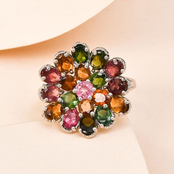 Mehrfach-Turmalin Ring, 925 Silber platiniert  ca. 3,17 ct image number 2
