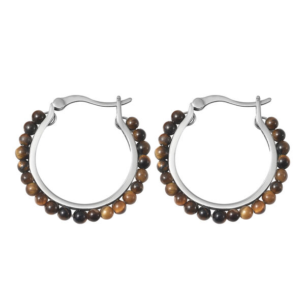 Gelbe Tigerauge-Creolen, Edelstahl ca. 3,50 ct image number 4