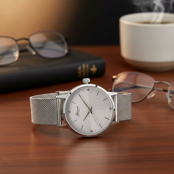 GENOA - Weißer Diamant Uhren 21.5 cm 316L Edelstahl ca. 0,04 ct. image number 1