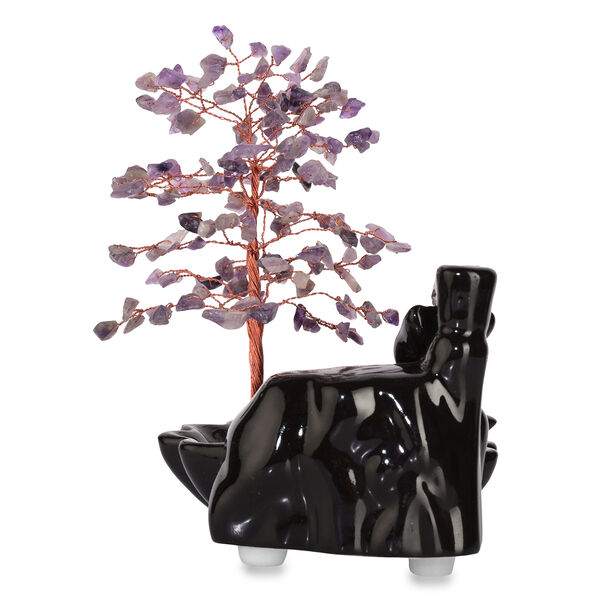 "Amythyst Backflow Incense Burner With  Crystal Tree Back Flow Incense Holder With 30 Incense Cones Size:- 18 X 10 X 20 Cms Color- Purple" image number 5