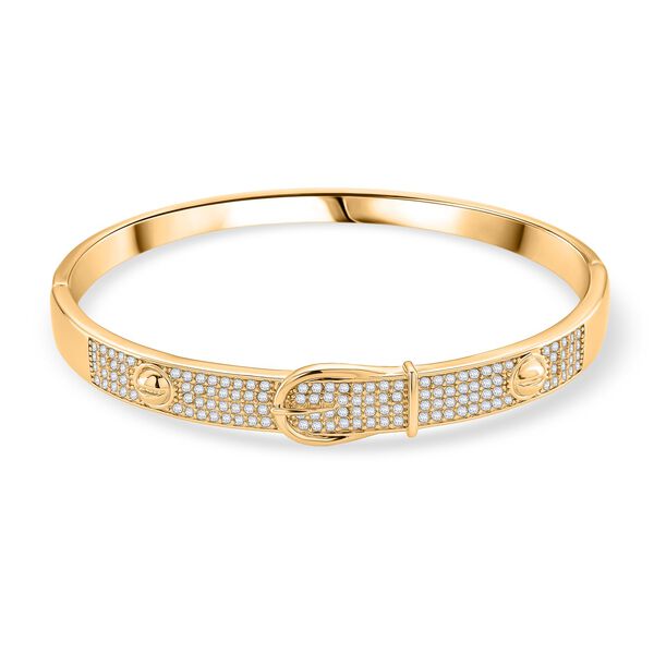 Wei&szlig;er Zirkonia Armreif ca. 19 cm Nickelfreies Messing goldfarben