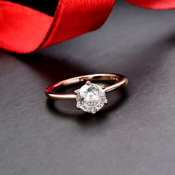 D'Joy Moissanit Ring, 925 Silber 750 Ros&eacute;gold Vermeil - 1,38 ct.