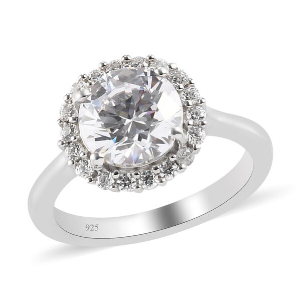LUSTRO STELLA Hergestellt mit ZIRKONIA Halo Ring 925 Silber Platin-Überzug (Größe 16.00) ca. 3,71 ct image number 7