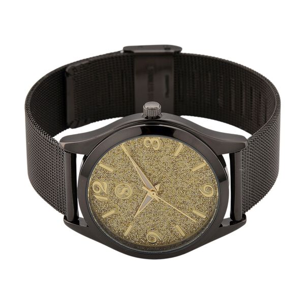 STRADA Stardust Zifferblattuhr mit japanischem Uhrwerk und schwarzfarbenem 316L Edelstahl -Mesh-Armband image number 4