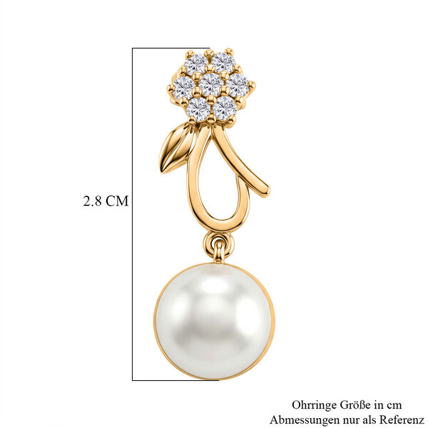 EVER TRUE S&uuml;&szlig;wasser Perle (8.5-9 mm), Wei&szlig;er Zirkon Ohrringe Nickelfreies Messing image number 5