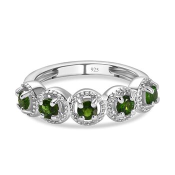 Nat&uuml;rlicher Chromdiopsid Ringe 925 Silber platiniert (Gr&ouml;&szlig;e 16.00) ca. 0,72 ct