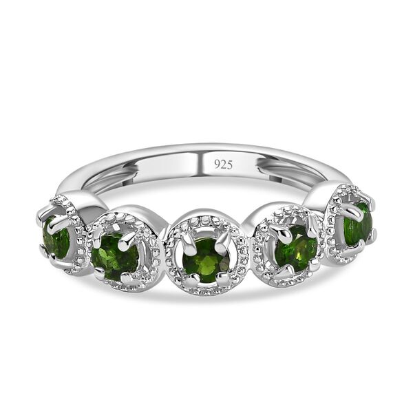 Nat&uuml;rlicher Chromdiopsid Ringe 925 Silber platiniert (Gr&ouml;&szlig;e 16.00) ca. 0,72 ct