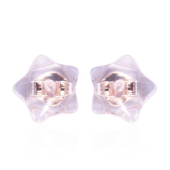 9 Paar Ohrstopper Set Stern, 925 Silber Kern mit Silikon, rhodiniert vergoldet ros&eacute;vergoldet