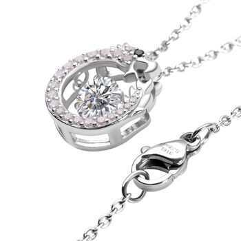 LUSTRO STELLA - Wei&szlig;er Zirkonia Drachen Anh&auml;nger, 925 Silber rhodiniert mit 316L Edelstahl ca. 50 cm Kette