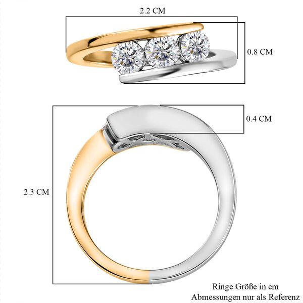Moissanit Ring, 925 Silber rhodiniert und 750 Gelbgold Vermeil- 0,67 ct. image number 7