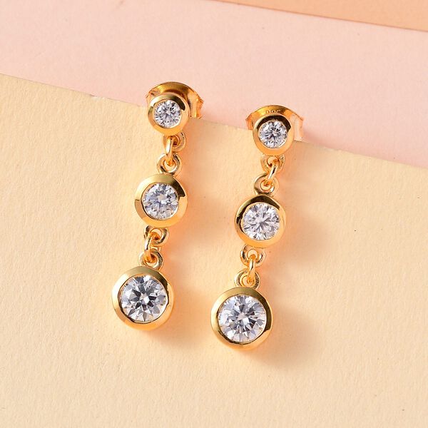 Moissanit Ohrringe, 925 Silber Gelbgold Vermeil, ca. 1.57 ct image number 1