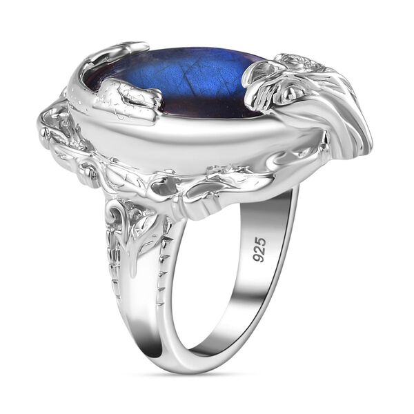 AAA Labradorit Ring 925 Silber rhodiniert (Gr&ouml;&szlig;e 19.00) ca. 18,05 ct image number 5