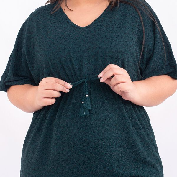 TAMSY Designer glitzer Tunika Bluse, One Size, Dunkelgrün image number 4