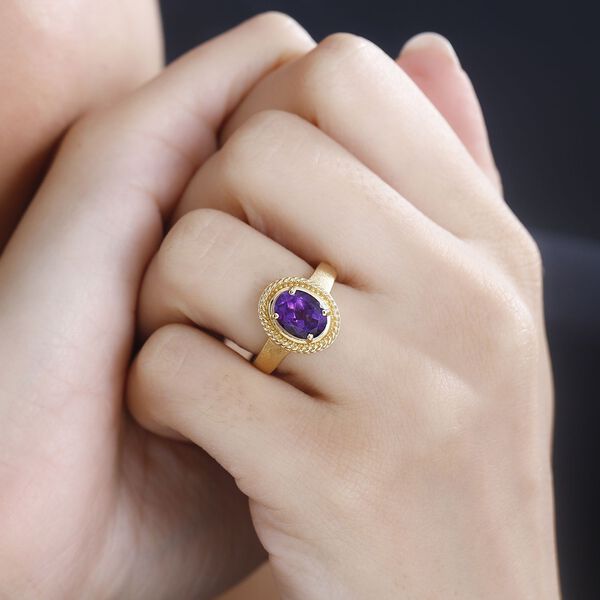 Afrikanischer Amethyst Ring Messing  (Größe 20.00) ca. 1,65 ct image number 3