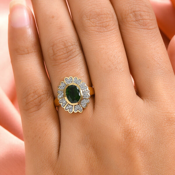 Nat&uuml;rlicher Chromdiopsid und Zirkon-Ring - 1,53 ct. image number 3