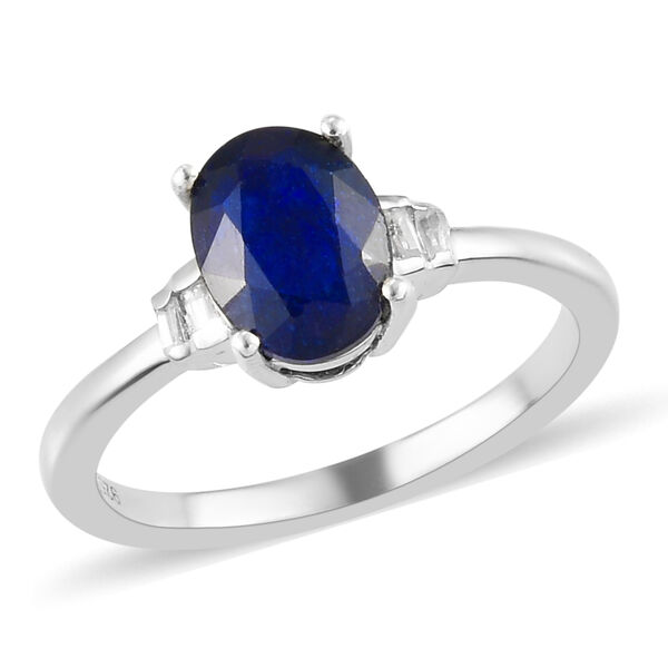 Masoala Saphir und Zirkon-Ring, 925 Silber platiniert, 1,98 ct. image number 4