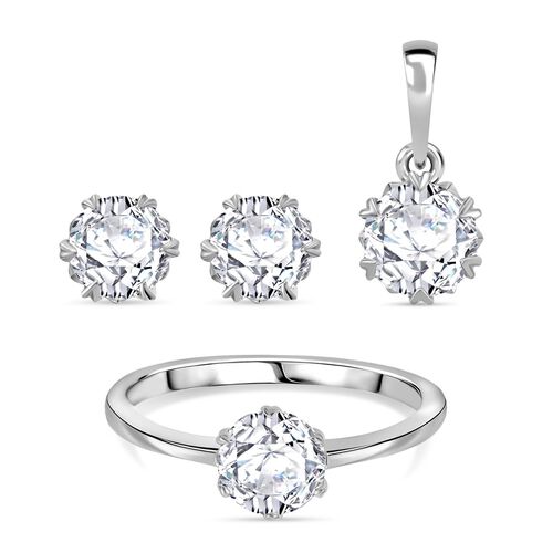 Moissanit Schmuckset, 925 Silber rhodiniert - 2,48 ct. image number 0