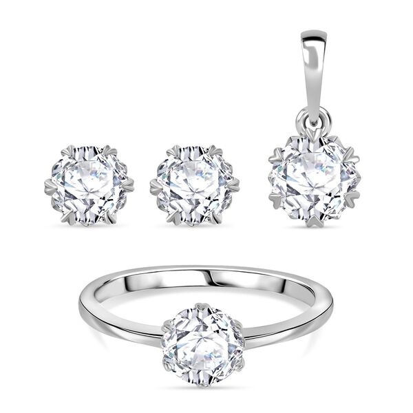 Moissanit Schmuckset, 925 Silber rhodiniert - 2,48 ct.