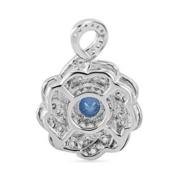 AA Blauer Zirkon, Wei&szlig;er Zirkon Anh&auml;nger 925 Silber rhodiniert ca. 1.49 ct