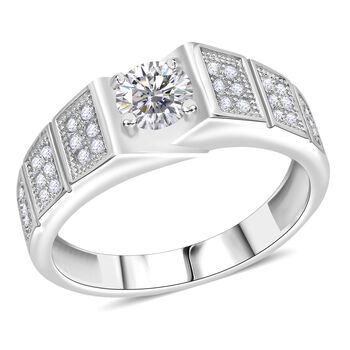 LUSTRO STELLA - Wei&szlig;er Zirkonia Ring 925 Silber rhodiniert (Gr&ouml;&szlig;e 21.00)