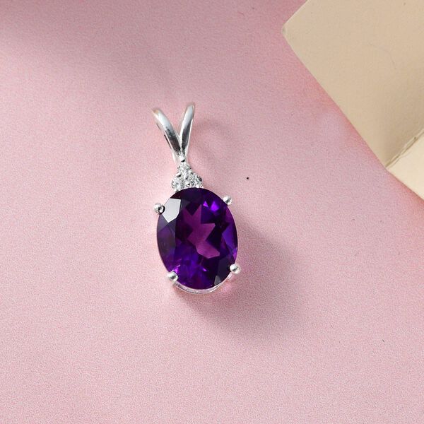 Afrikanischer Amethyst, wei&szlig;er Zirkon Anh&auml;nger, 925 Silber, ca. 1.69 ct image number 3