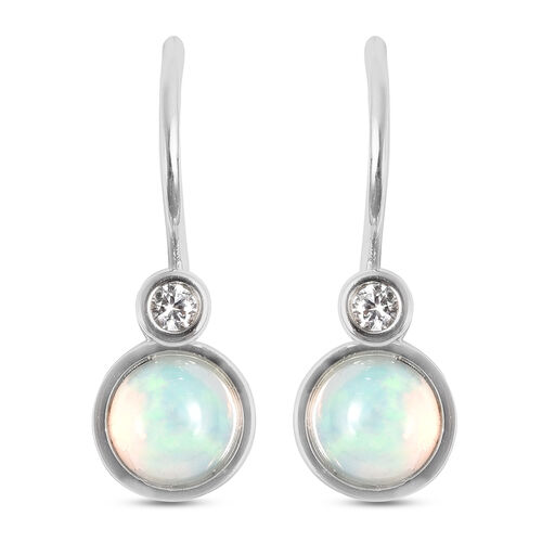 Natürlicher Äthiopischer Opal und Zirkon Ohrhänger 925 Silber rhodiniert ca. 1,88 ct  image number 0