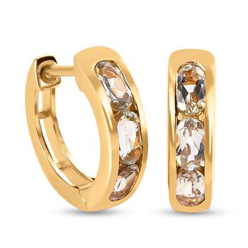 AAA Turkizit-Creolen, 925 Silber Gelbgold Vermeil ca. 1.56 ct