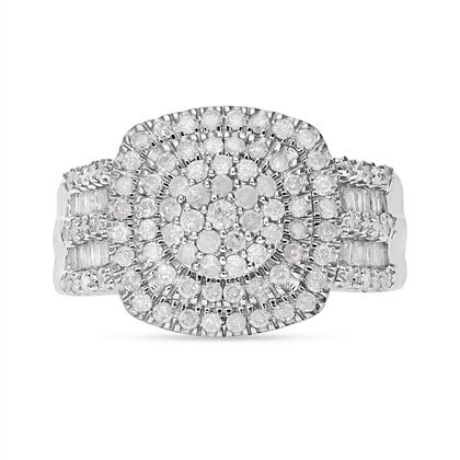 Wei&szlig;er Diamant Ring, 925 Silber platiniert, (Gr&ouml;&szlig;e 19.00) ca. 1.00 ct