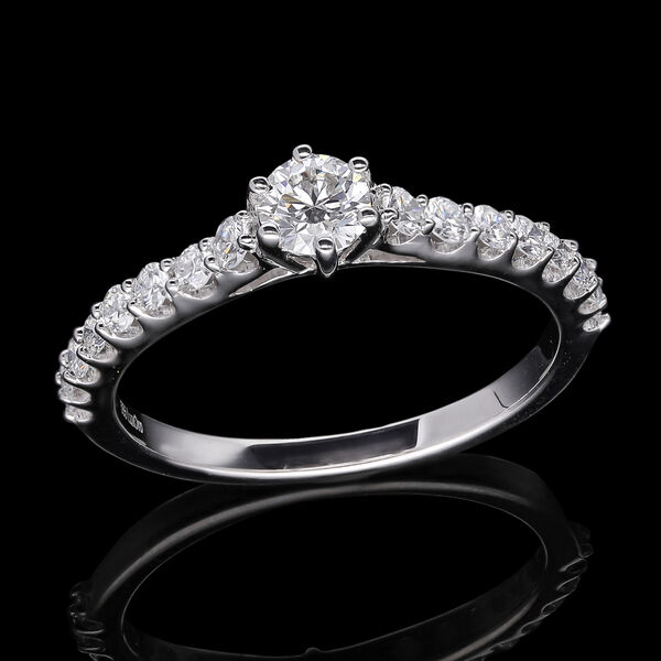 LUXORO IGI zertifizierter SI-GH Labor Diamant Ring in 585 Wei&szlig;gold - 1 ct. image number 8