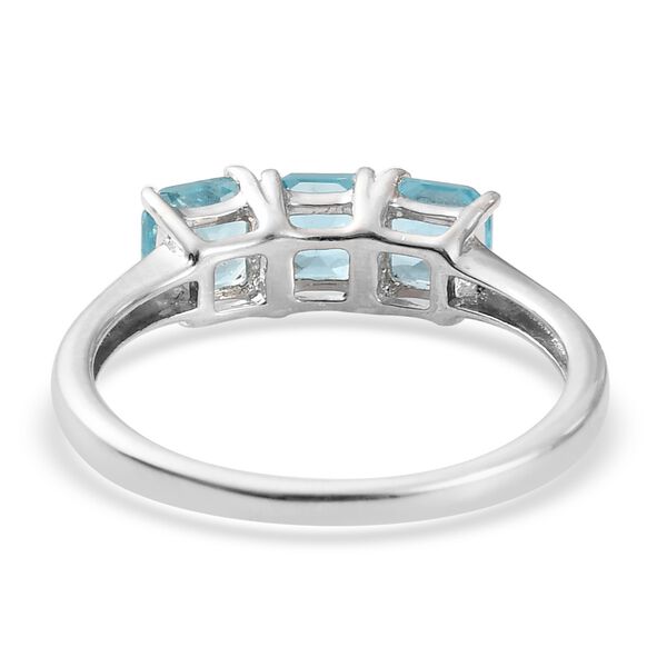 Blauer Apatit 3 Stein Ring 925 Silber Platin-Überzug image number 6