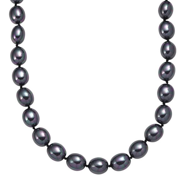 Pfaufarbene Oval Muschelkernperle 50cm Halskette