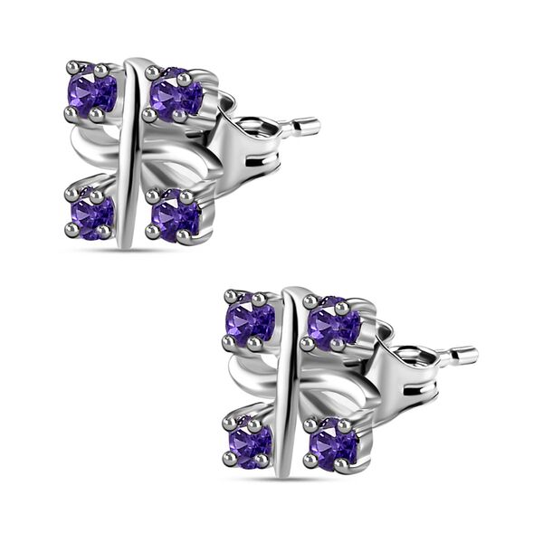 Designer Inspiriert XOXO Blauer Zirkonia Ohrringe 925 Silber image number 4