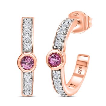 Lila Spinell, wei&szlig;er Zirkon Ohrringe, 925 Silber ros&eacute;vergoldet ca. 1.15 ct