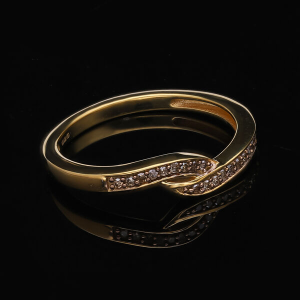Nat&uuml;rlicher Champagner-Diamantring - 925 Silber Gelbgold Vermeil- 0,10 ct. image number 2