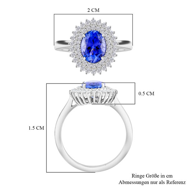 RHAPSODY AAAA Tansanit und VE EF Diamant-Halo-Ring in 950 Platin - 1,67 ct. image number 4