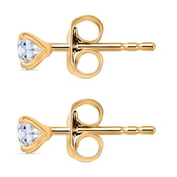 Moissanit Ohrringe, 925 Silber 750 Gelbgold Vermeil - 0,45 ct.