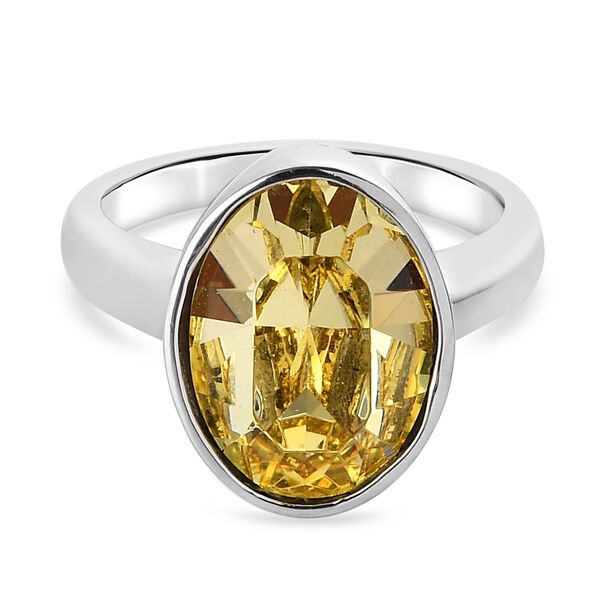 LUSTRO STELLA &Ouml;sterreichischer Jonquil Kristall Solit&auml;r Ring Edelstahl