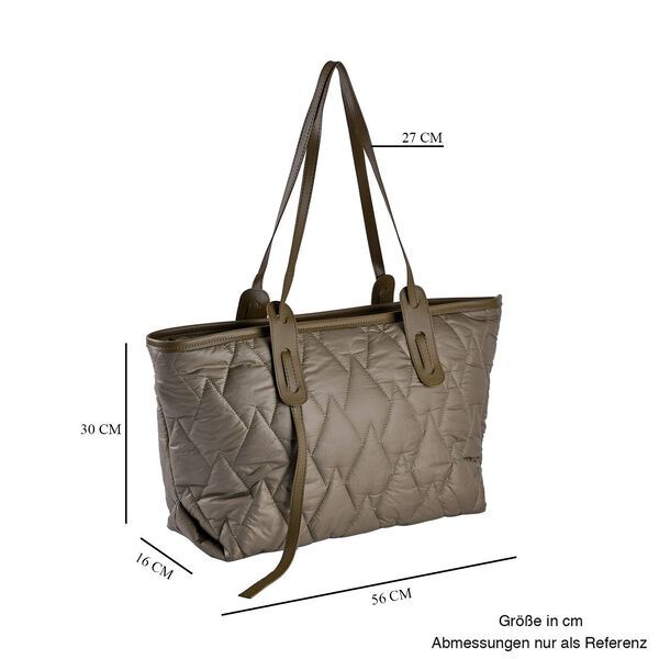 Stilvolle gesteppte ger&auml;umige -Tote Tasche, wasserabweisend, 56x30x16cm, Olive image number 7