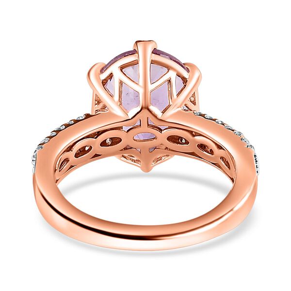 AA Rose De France Amethyst, weißer Zirkon Ring, 925 Silber rosévergoldet (Größe 19.00) ca. 4.58 ct image number 6