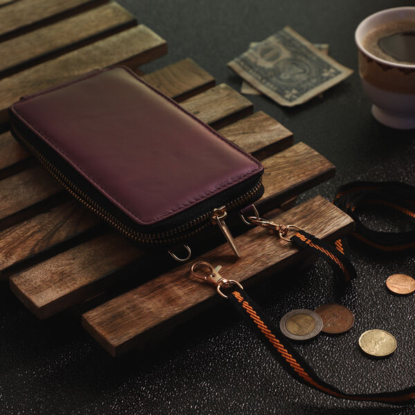 Brieftasche aus echtem Leder, RFID gesch&uuml;tzt, Gr&ouml;&szlig;e 17,7x2,5x10 cm, Lila image number 2